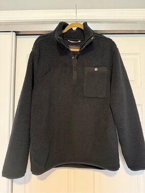 The Normal Brand | Henry Sherpa Pullover Snap Zipper Fleece Charcoal Black L